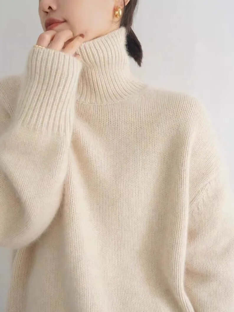 Women's Loose Knit High Neck Sweater - Elena Harper