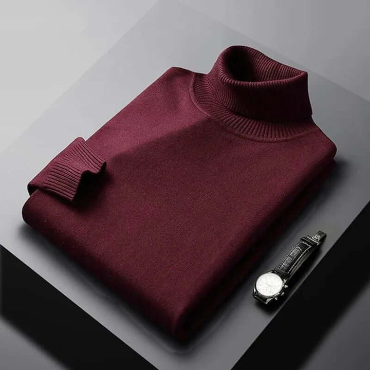 Men's Slim Fit Knitted Turtleneck Sweater, view 8 - Elena Harper