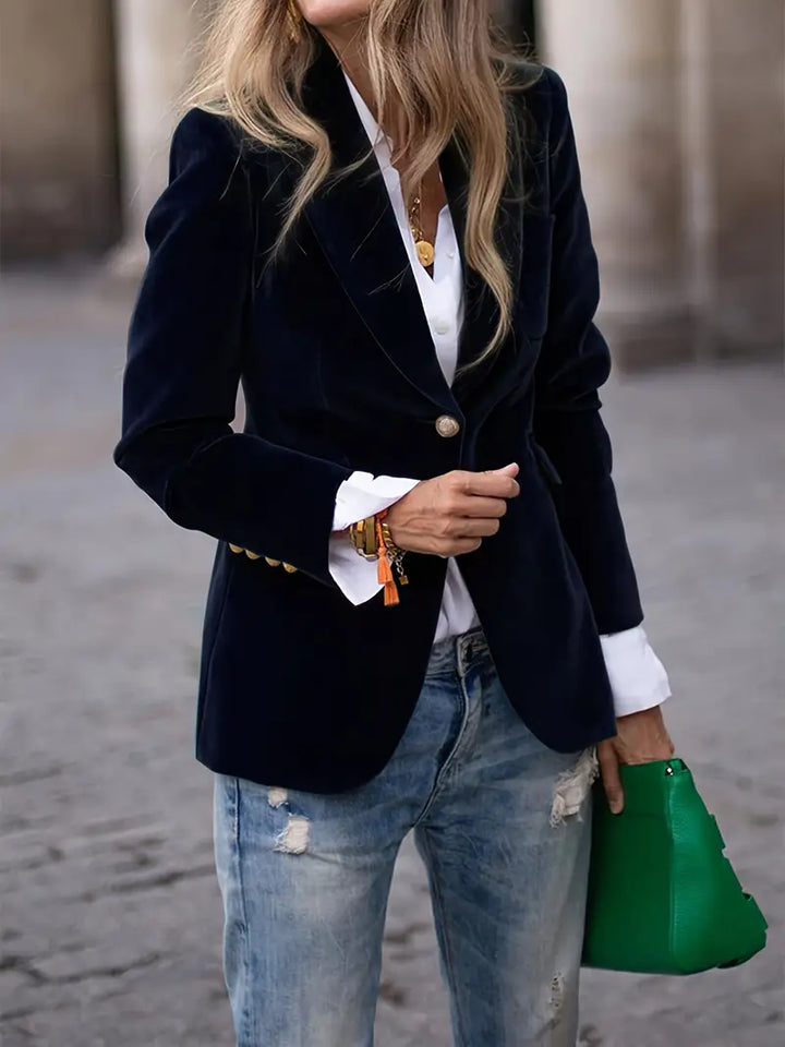 Sandrine - Elegant Velvet Blazer with Buttons