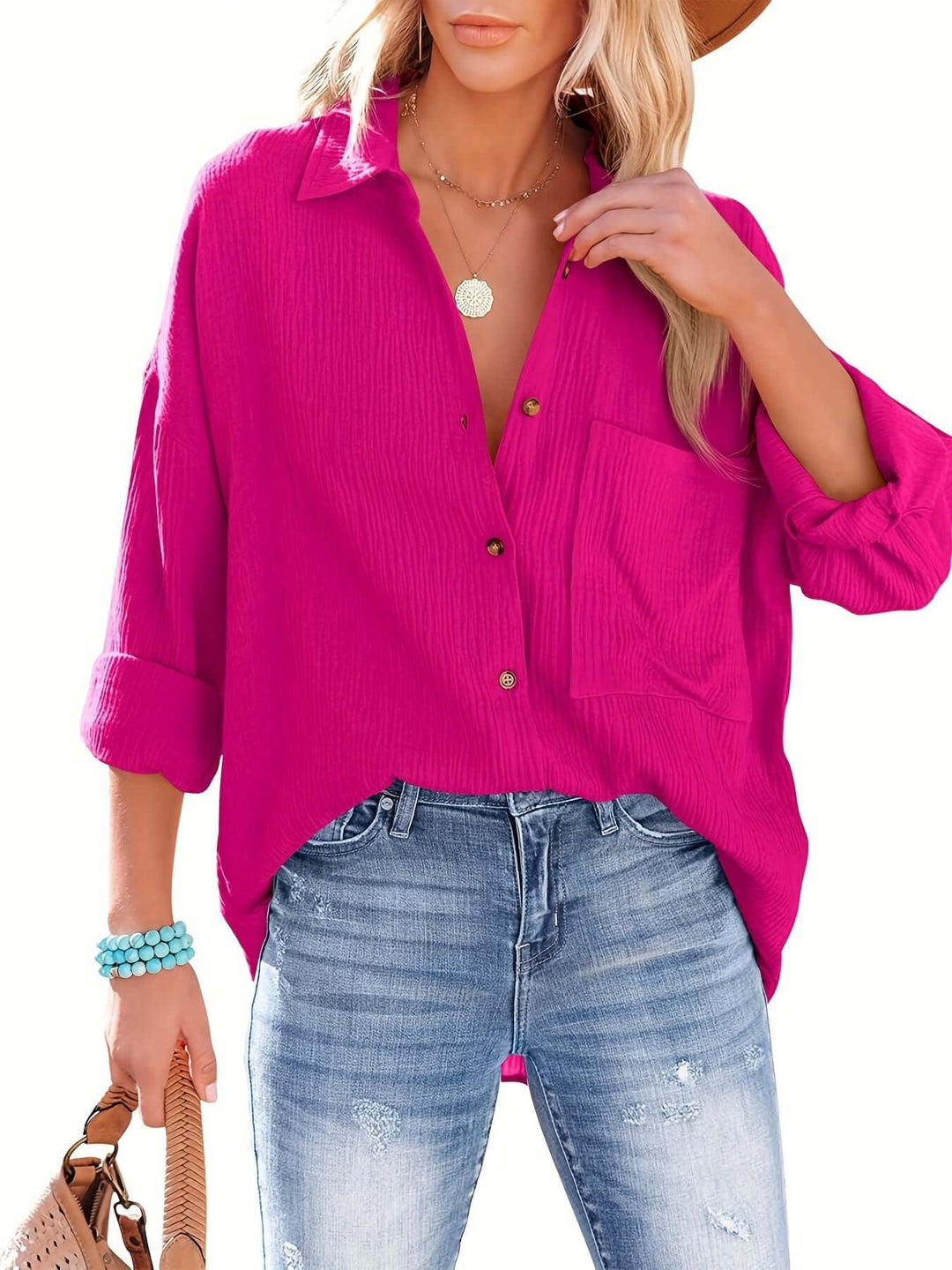 Women's Relaxed Fit Long Sleeve Shirt, view 2 - Elena Harper