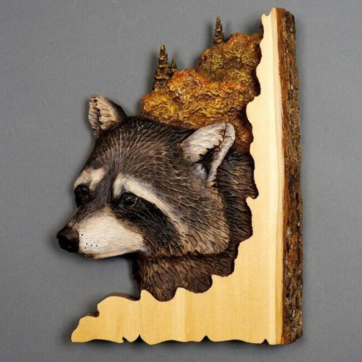 Carved Wooden Wall Decoration in Animal Shapes