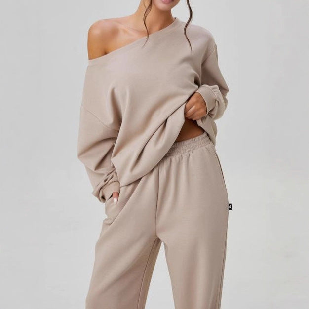 Two-Piece Casual Women's Set – Chic Sporty Style Off-Shoulder