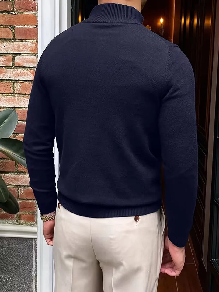 Thomas - Elegant Zip Mock Neck Sweater