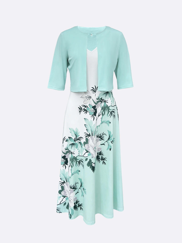 Summer Floral Two-Piece Dress, view 4 - Elena Harper