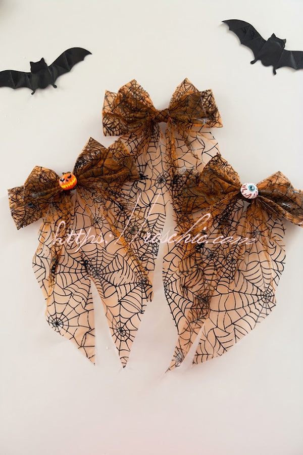 Large Halloween Mesh Bow Hair Clip