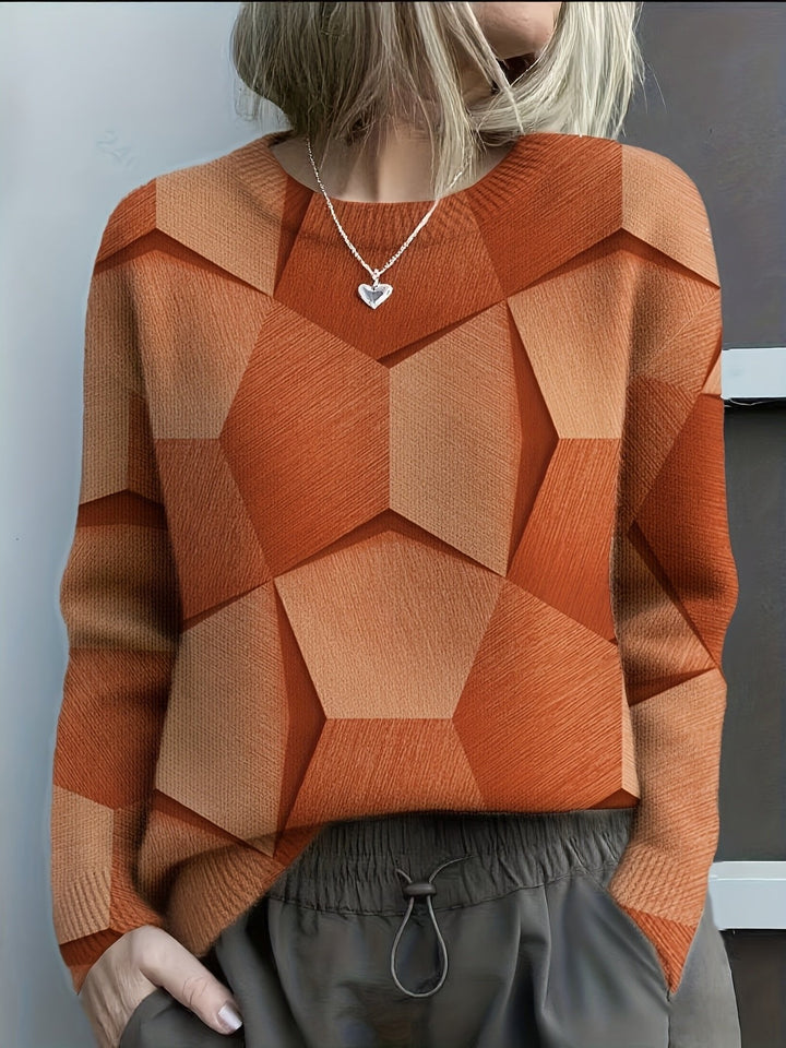 Helena | Modern Women's Knit Sweater with Geometric Pattern