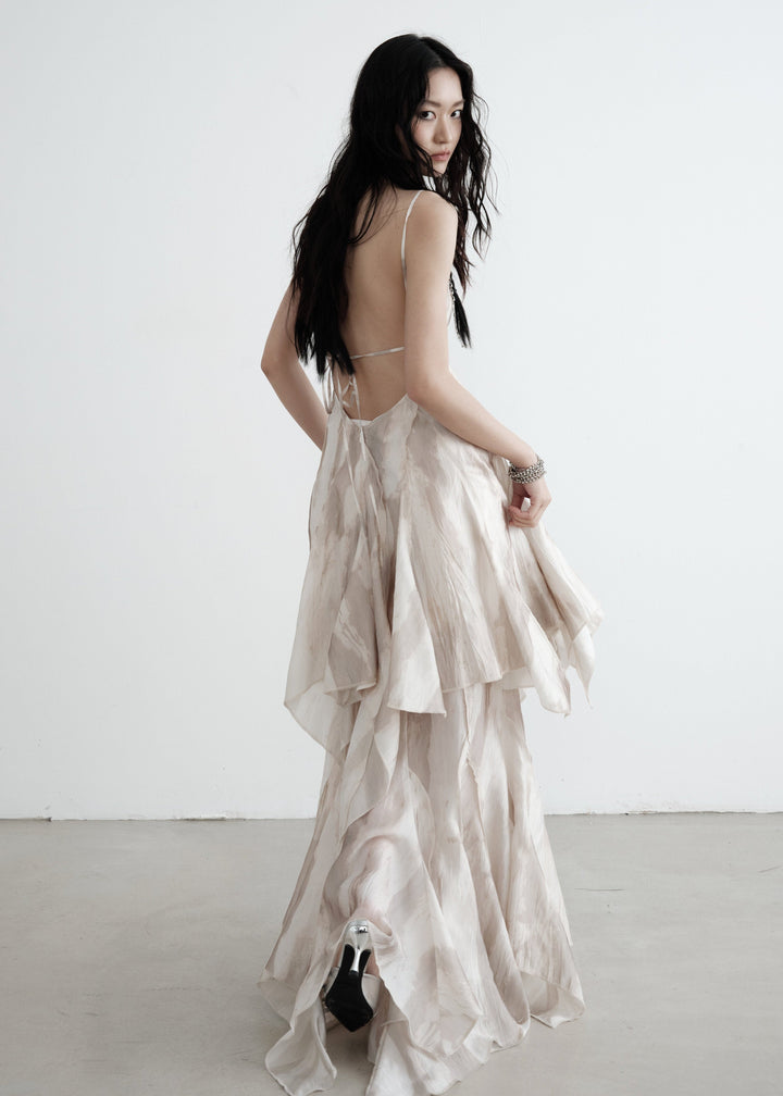 Éléna Asymmetrical Backless Long Dress, view 5 - Elena Harper