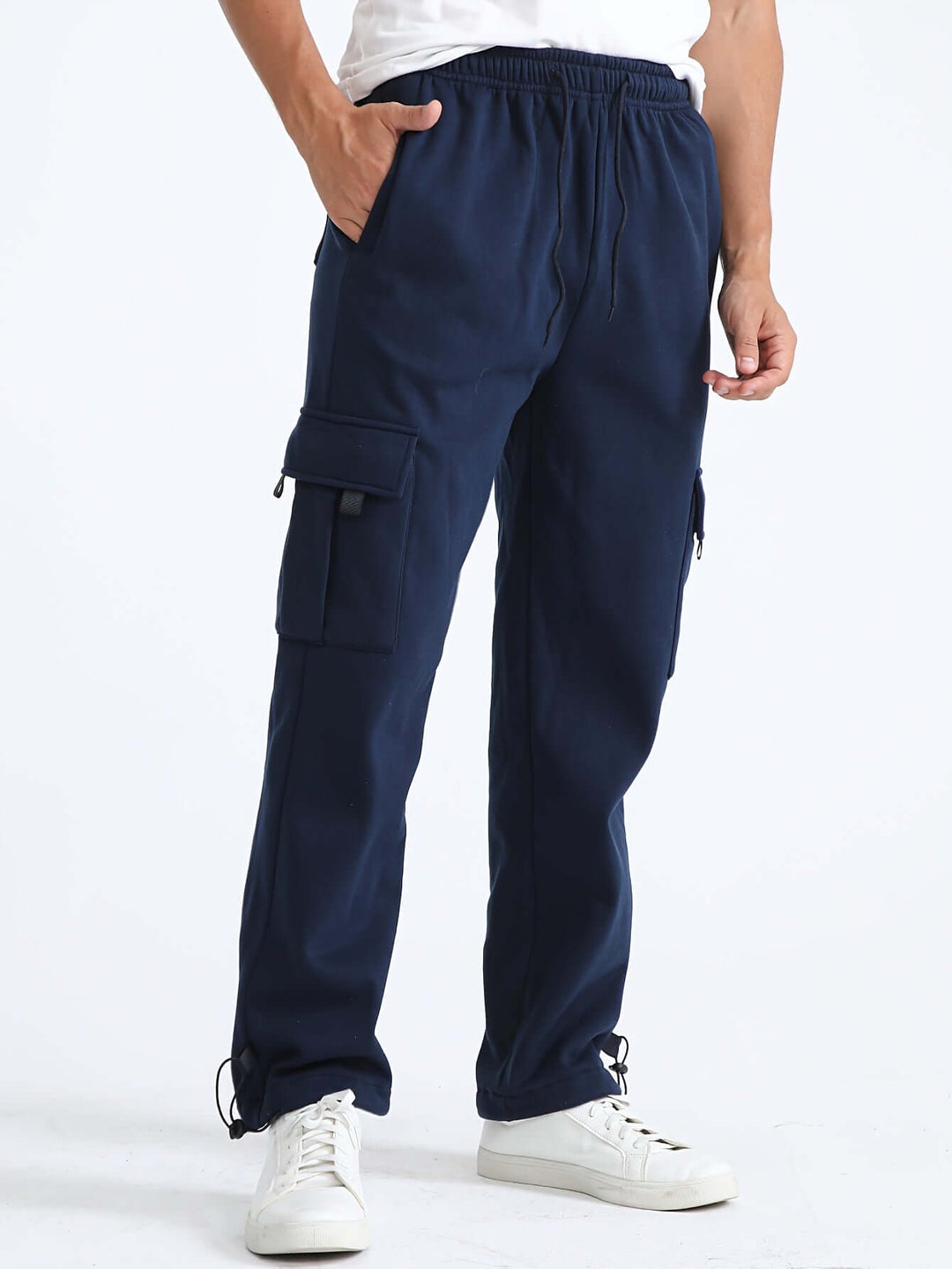 Men's Fleece Cargo Joggers with Multiple Pockets