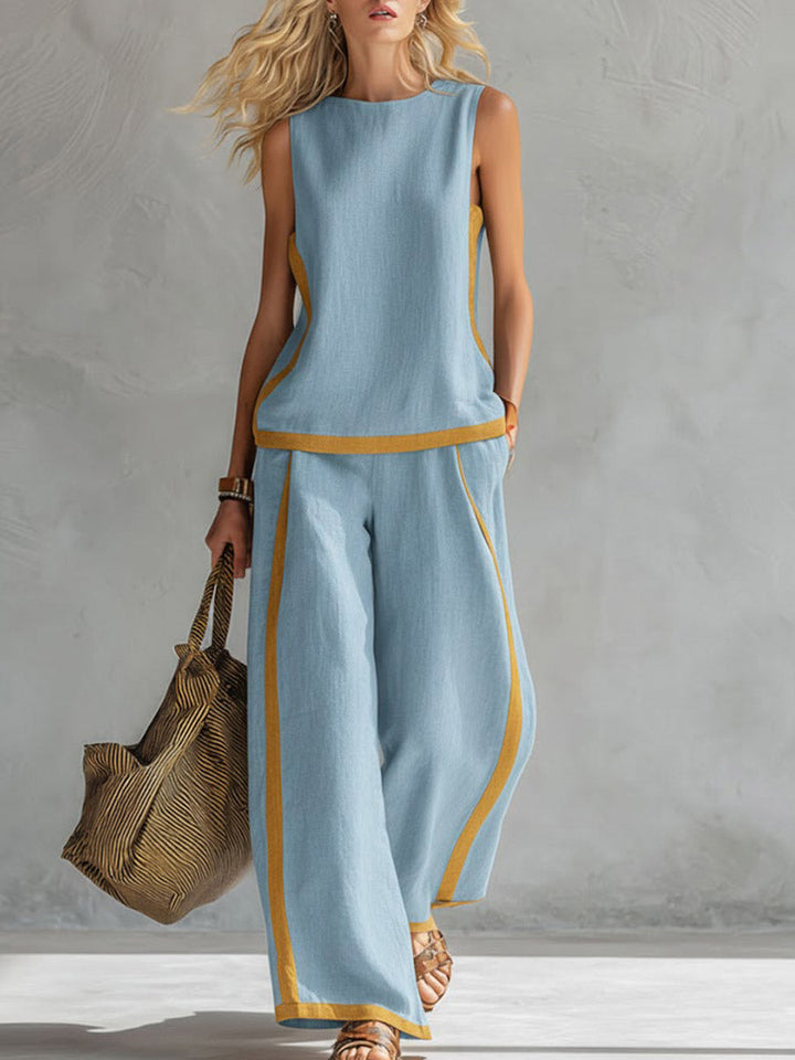 Lunara Stylish Linen Outfit with Wide Pants, view 4 - Elena Harper