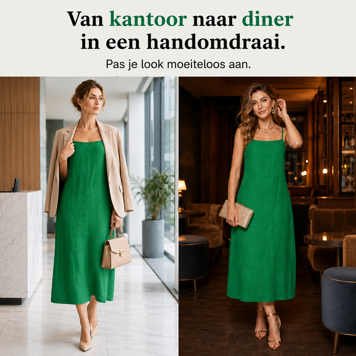 Ivara™ | Belly-Covering Linen-Look Maxi Dress