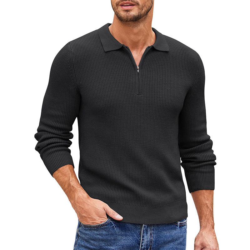Men's Ribbed Zip Polo Jumper – Hambledon