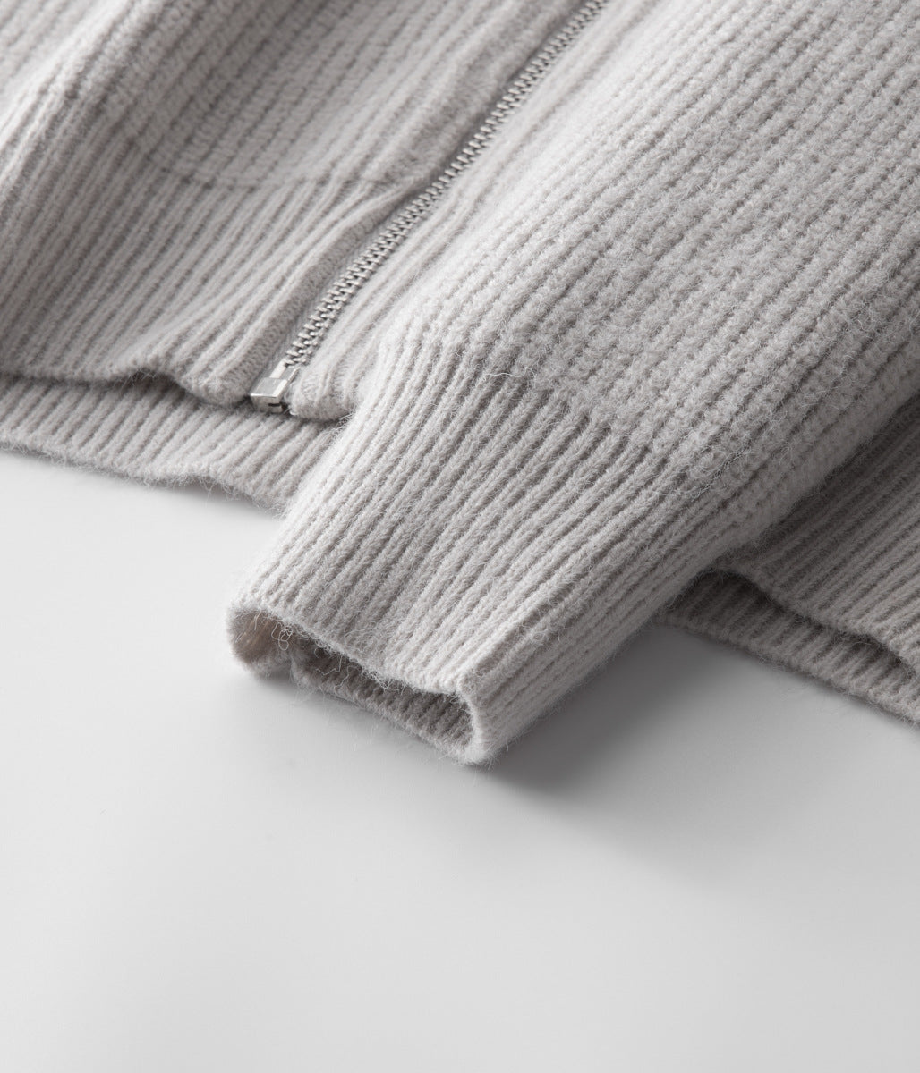 Emma & Rose merino wool zip-up cardigan — premium winter knitwear