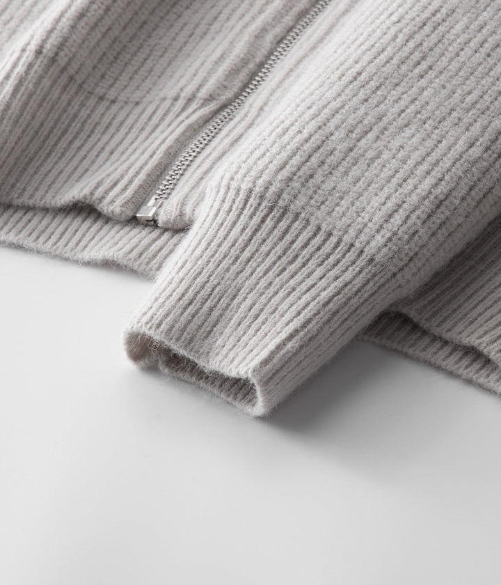 Emma & Rose merino wool zip-up cardigan — premium winter knitwear