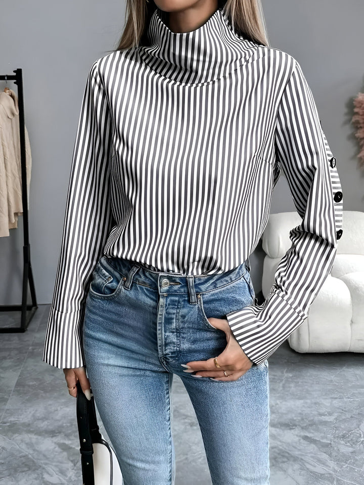Bibi - Striped Shirt with Wide Collar