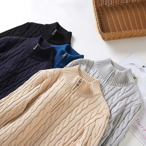 Men's Half-Zip Sweater with High Collar