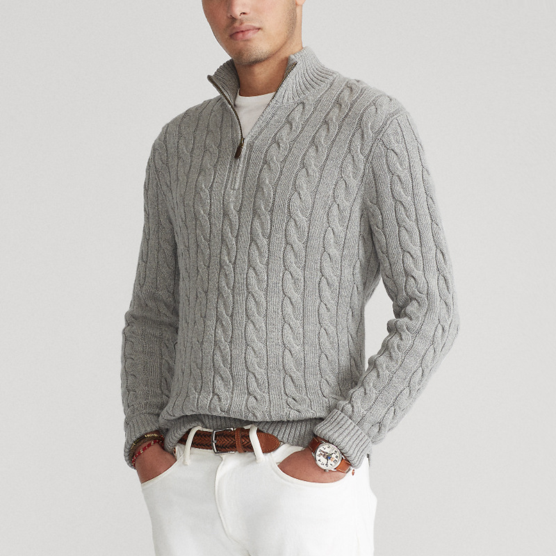 Men's Half-Zip Sweater with High Collar