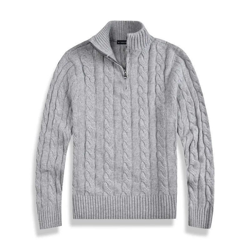 Men's Half-Zip Sweater with High Collar