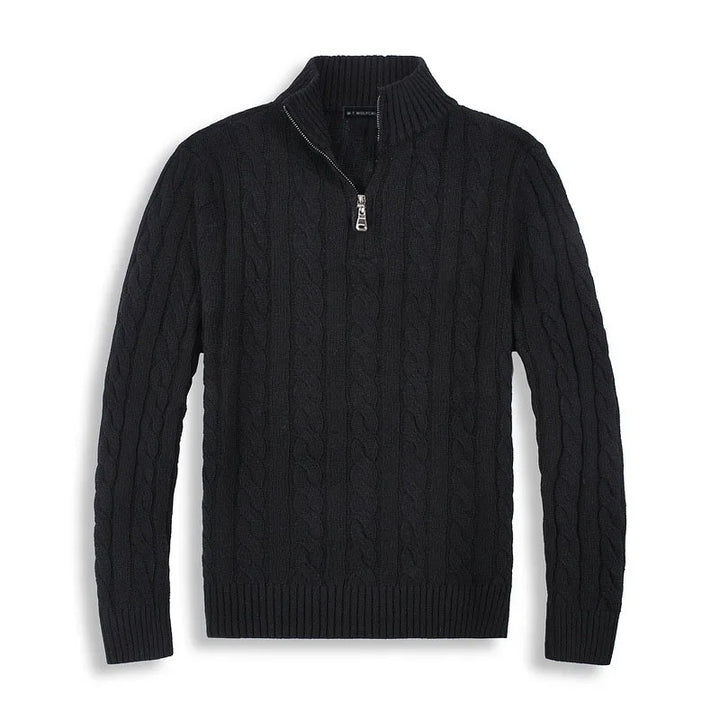 Men's Half-Zip Sweater with High Collar