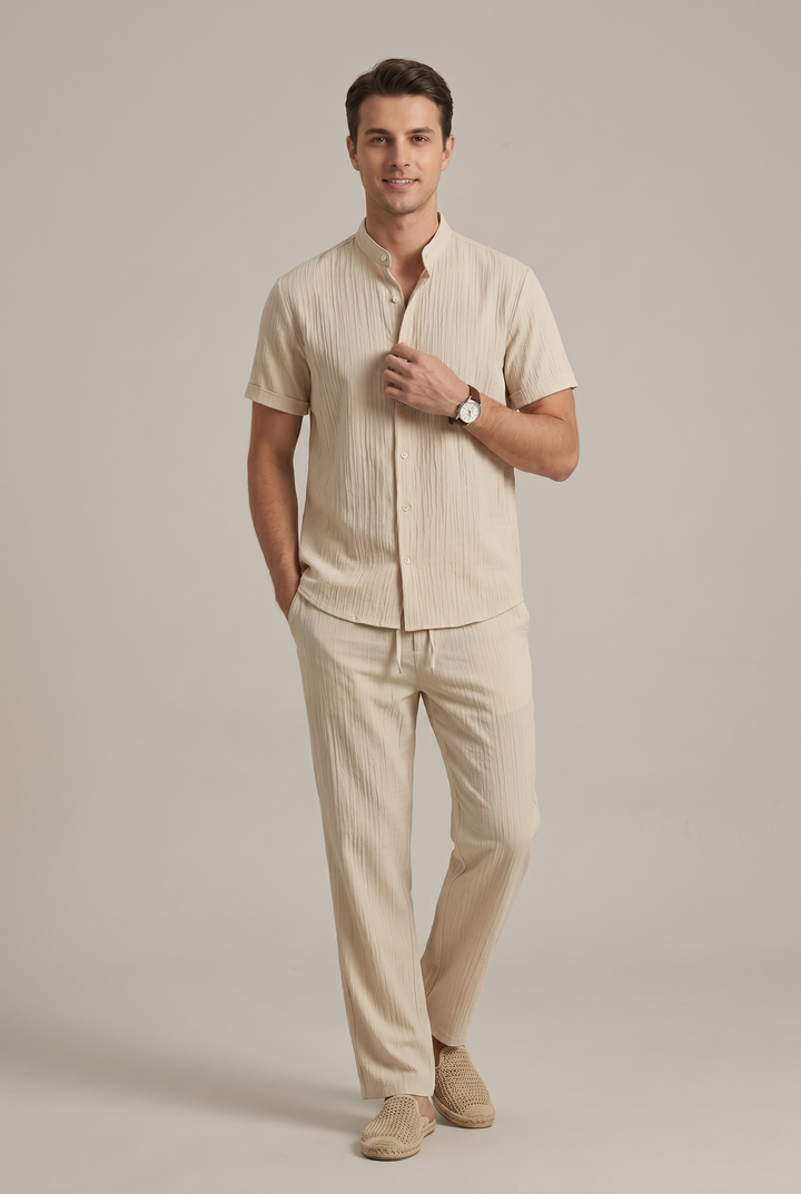 Men's Relaxed Striped Two-Piece Coordinated Set, view 2 - Elena Harper