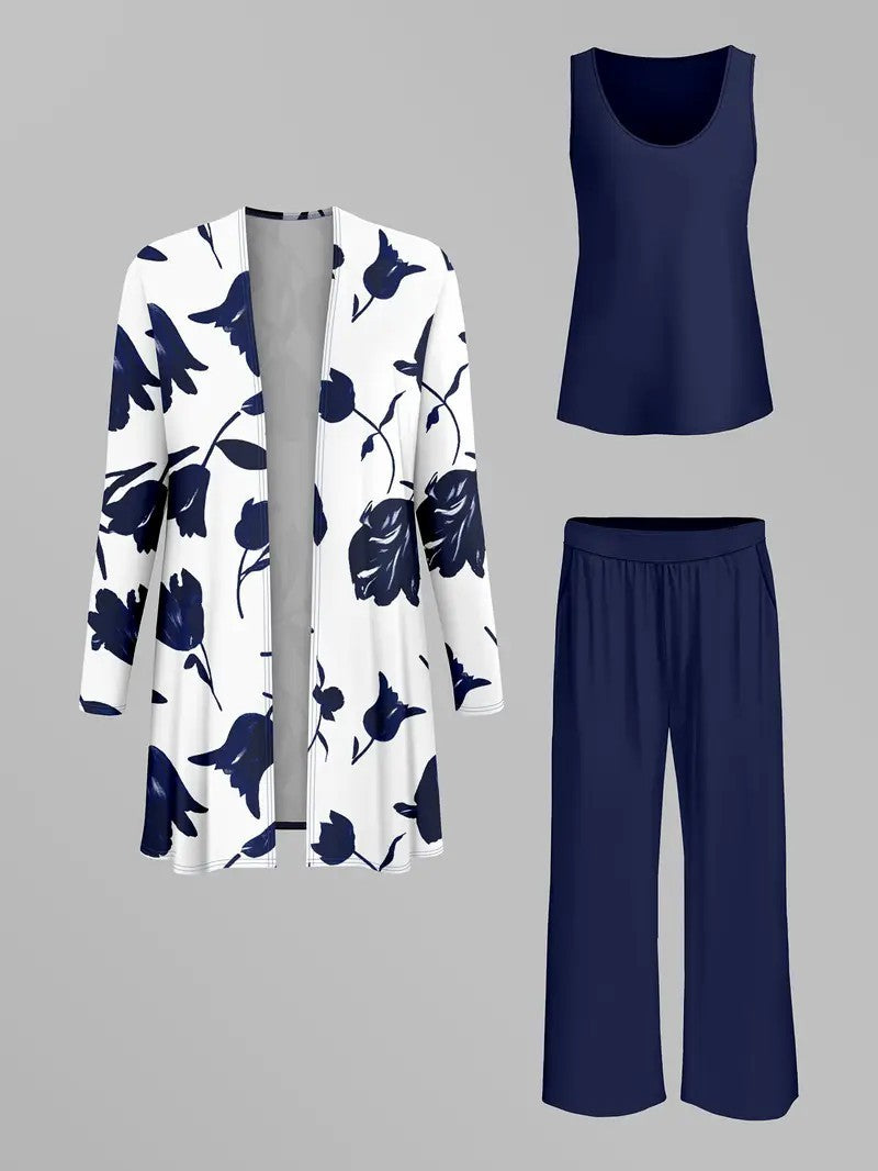 Eliane 3-Piece Navy Blue Set, view 3 - Elena Harper