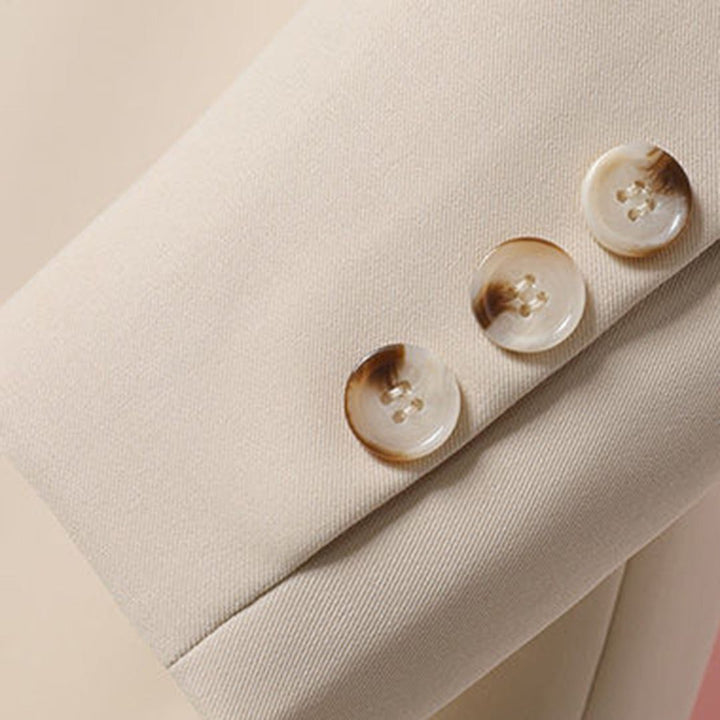 Blazer with Lapel Collar and Belt for Women