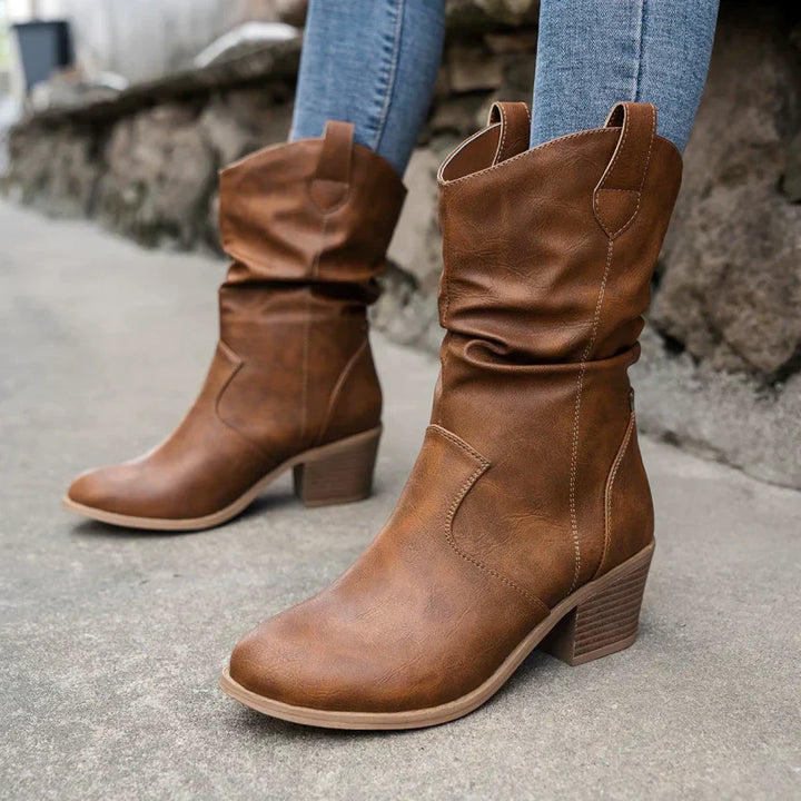 Comfortable Soft Western Cowboy Fashion Slip-On Boots EB