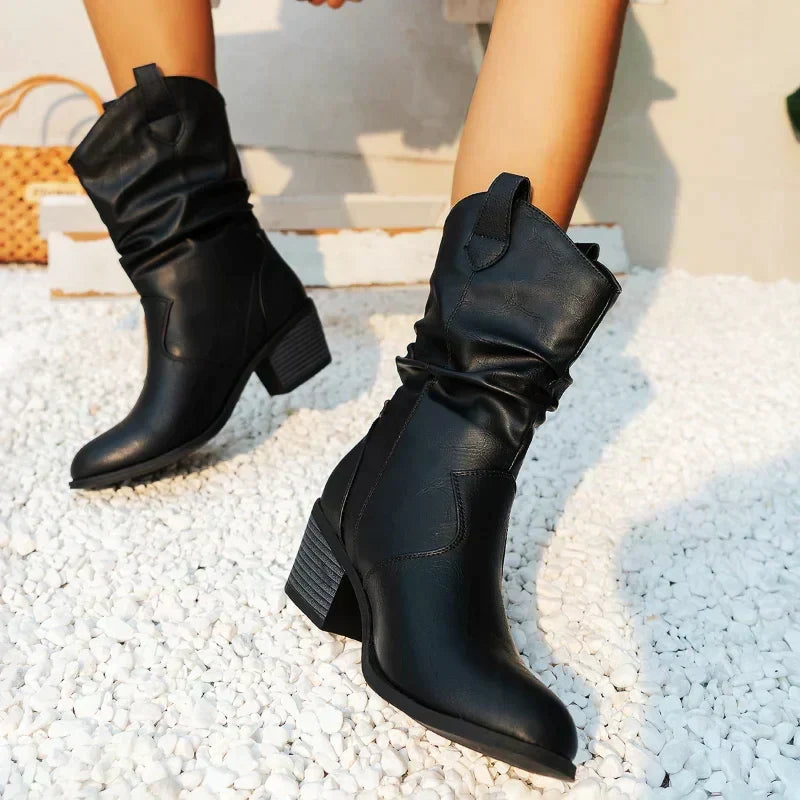 Comfortable Soft Western Cowboy Fashion Slip-On Boots EB