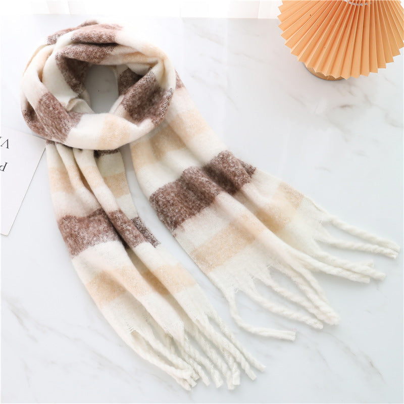Wide Check Scarf for Women - Freya