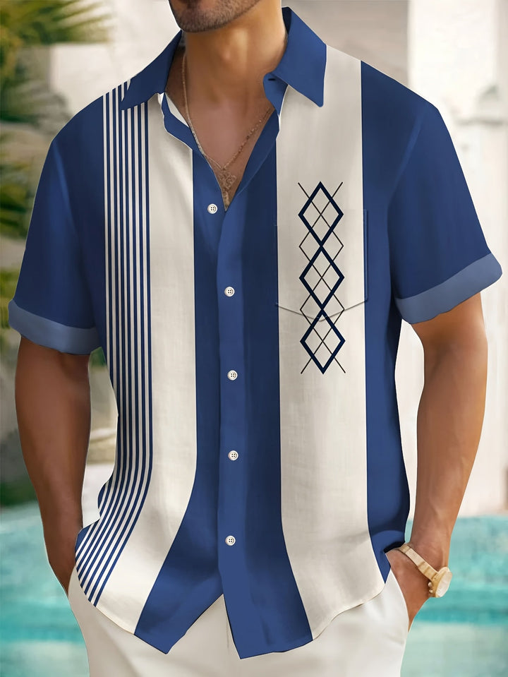 LAURENT MONACO | VINTAGE GEOMETRIC PATTERN SHIRT FOR MEN