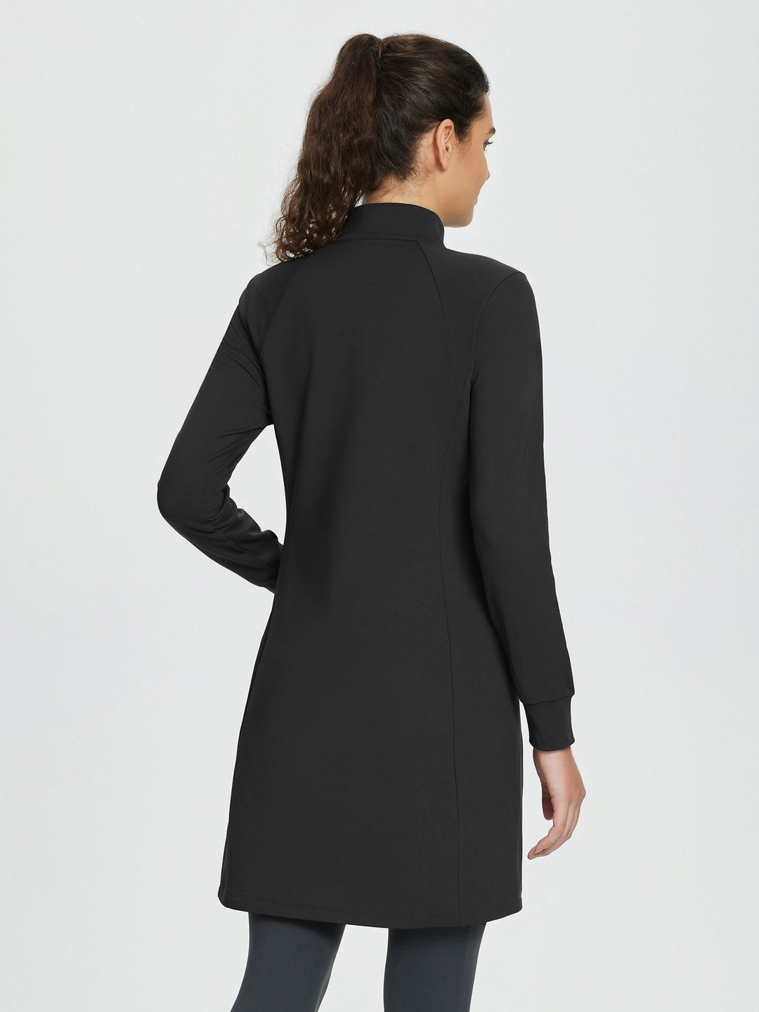 Quarter-Zip Knit Sweater Dress with Pockets
