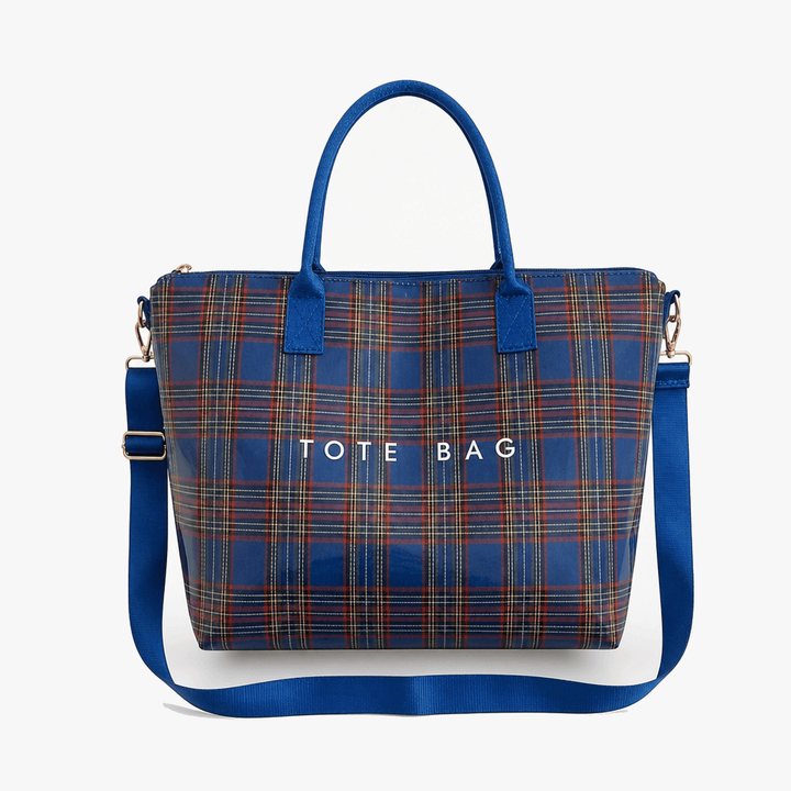 Carroway Glossy Checkered Tote Bag - Elena Harper