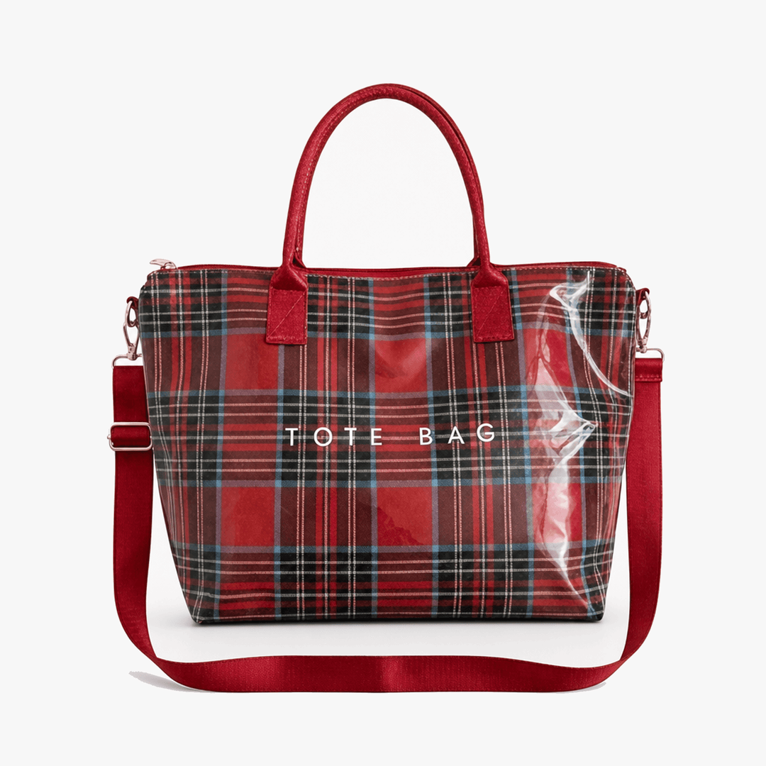 Carroway Glossy Checkered Tote Bag - Elena Harper