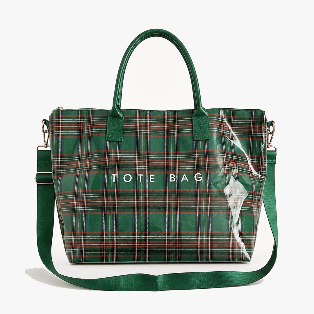 Carroway Glossy Checkered Tote Bag - Elena Harper