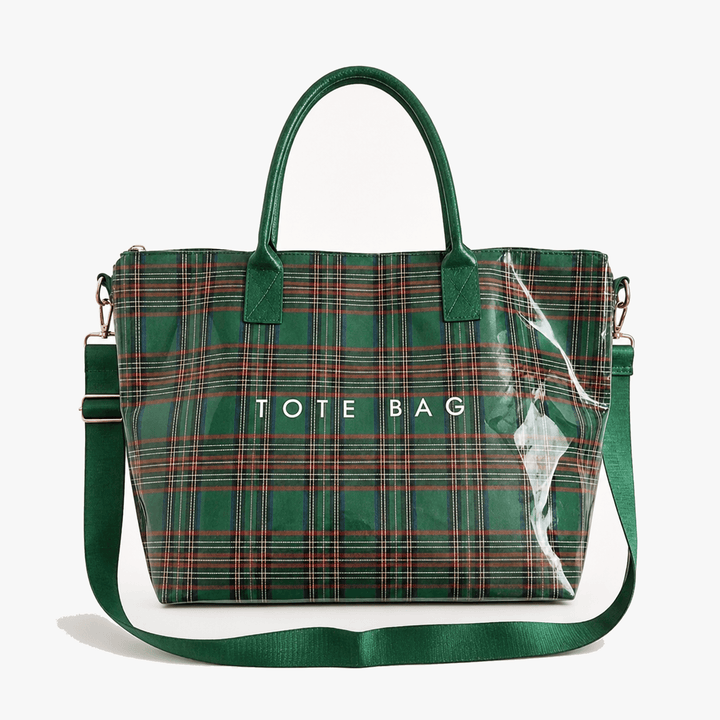 Carroway Glossy Checkered Tote Bag - Elena Harper