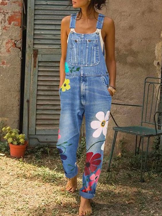 Sleeveless Denim Overall Solévia, view 6 - Elena Harper