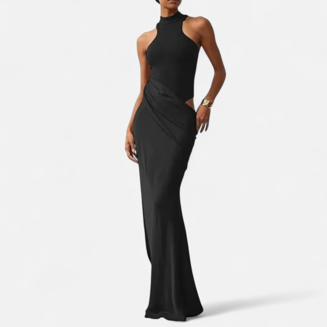Kerstin | Women's Maxi Dress with Cut-Out and Halter Neck