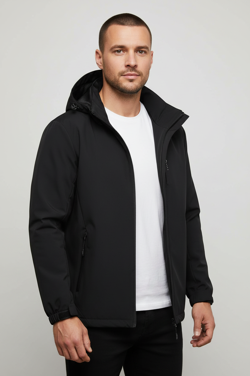 Men's Winter Jacket with Hood - Insulated & Water-Repellent