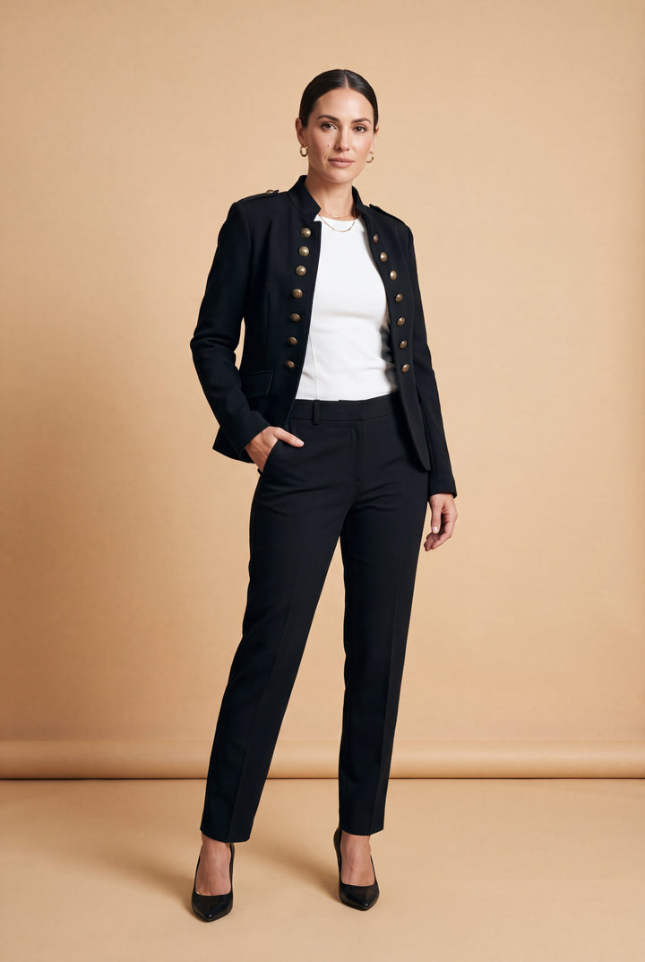 Women's Blazer Military Style Structured with High Collar, view 7 - Elena Harper