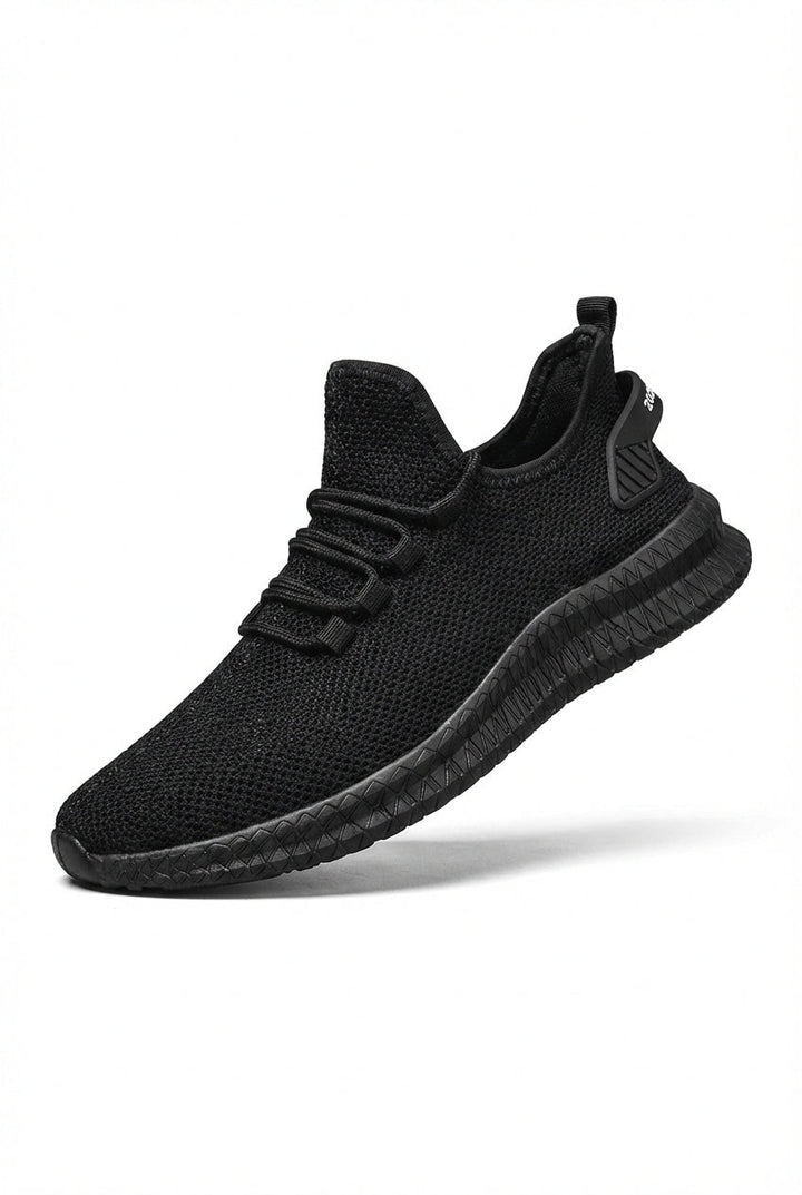 Men's Chunky Sole Sneakers – Breathable Knitted Lace-Up Shoe