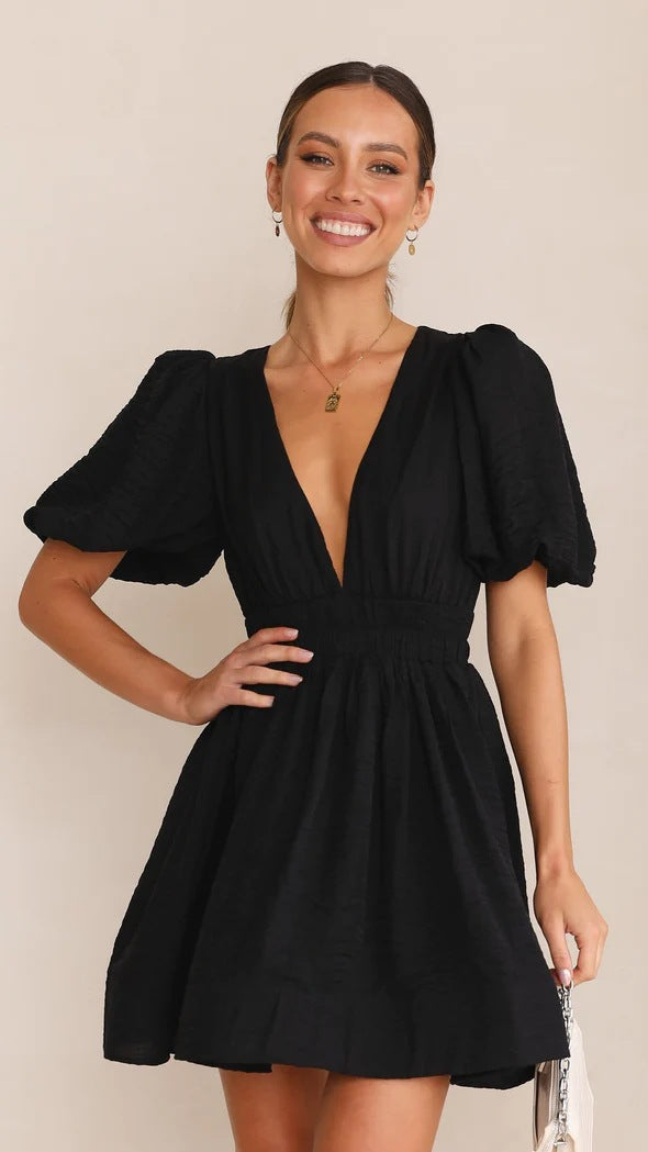 Darsela | Women's Spring Mini Dress with Puff Sleeves