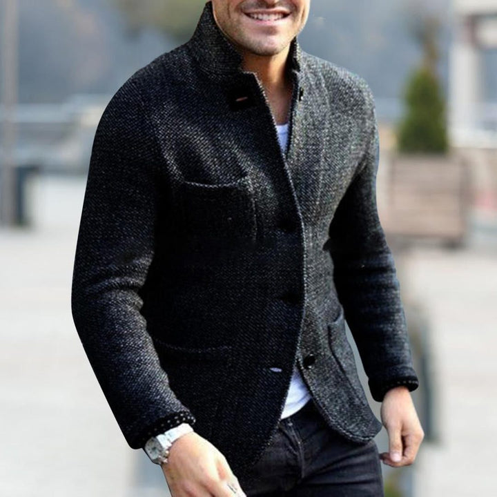 Blazer with Stand-Up Collar for Men