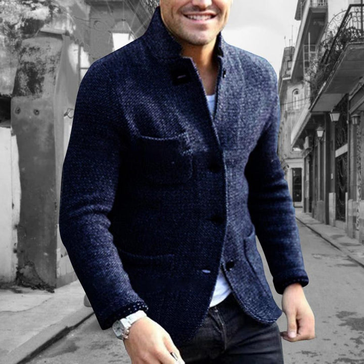 Blazer with Stand-Up Collar for Men