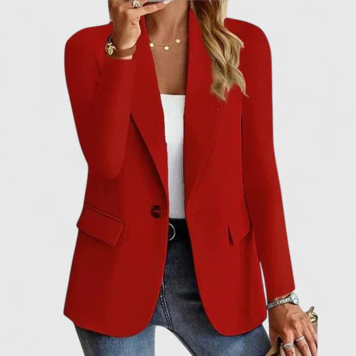 Blazer with Notched Collar and Pockets for Women