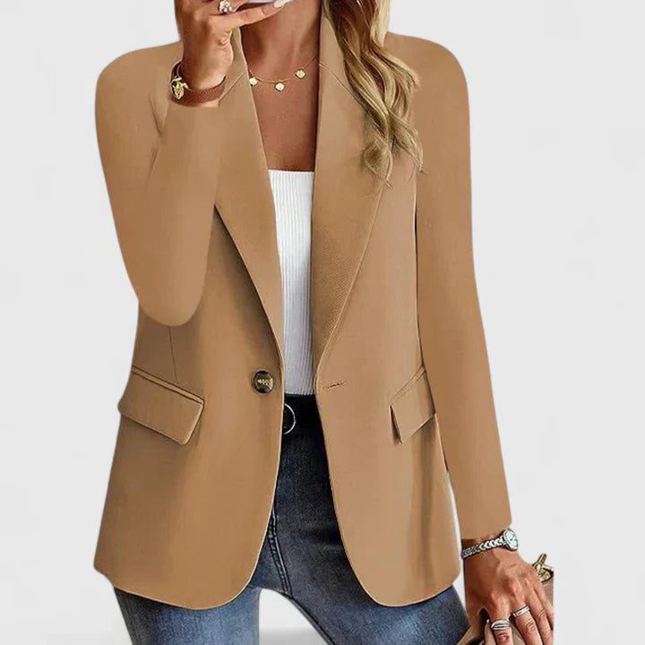 Blazer with Notched Collar and Pockets for Women