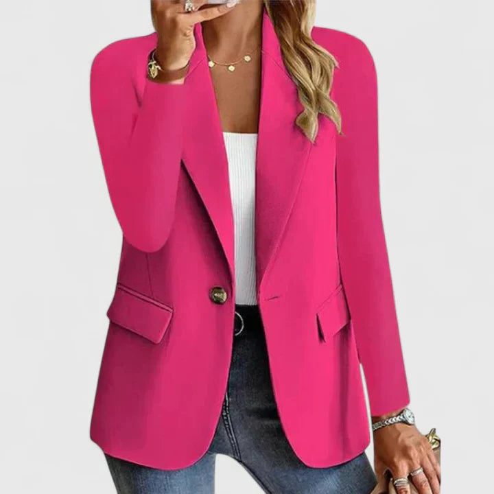Blazer with Notched Collar and Pockets for Women