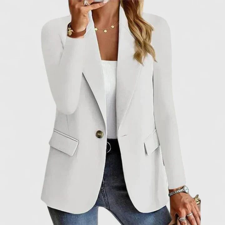 Blazer with Notched Collar and Pockets for Women