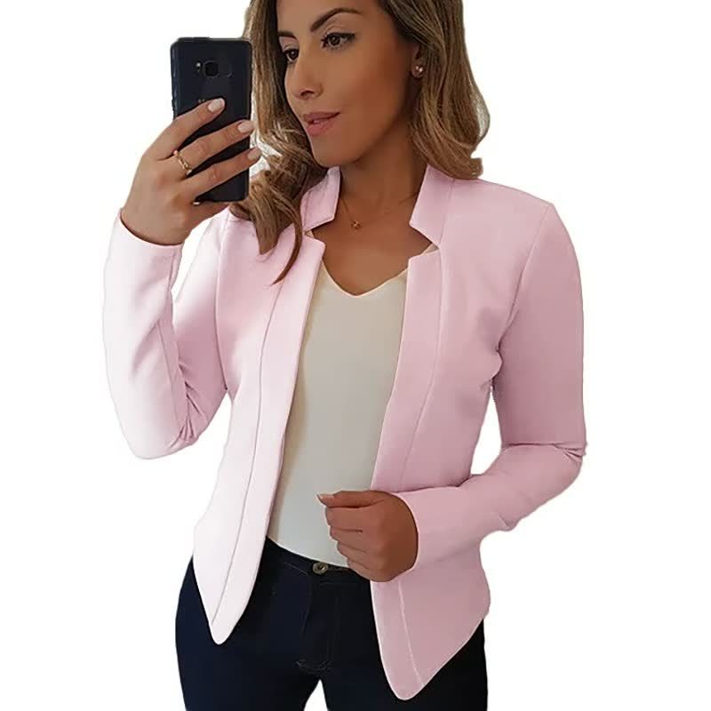 Blazer with Lapel Collar for Women