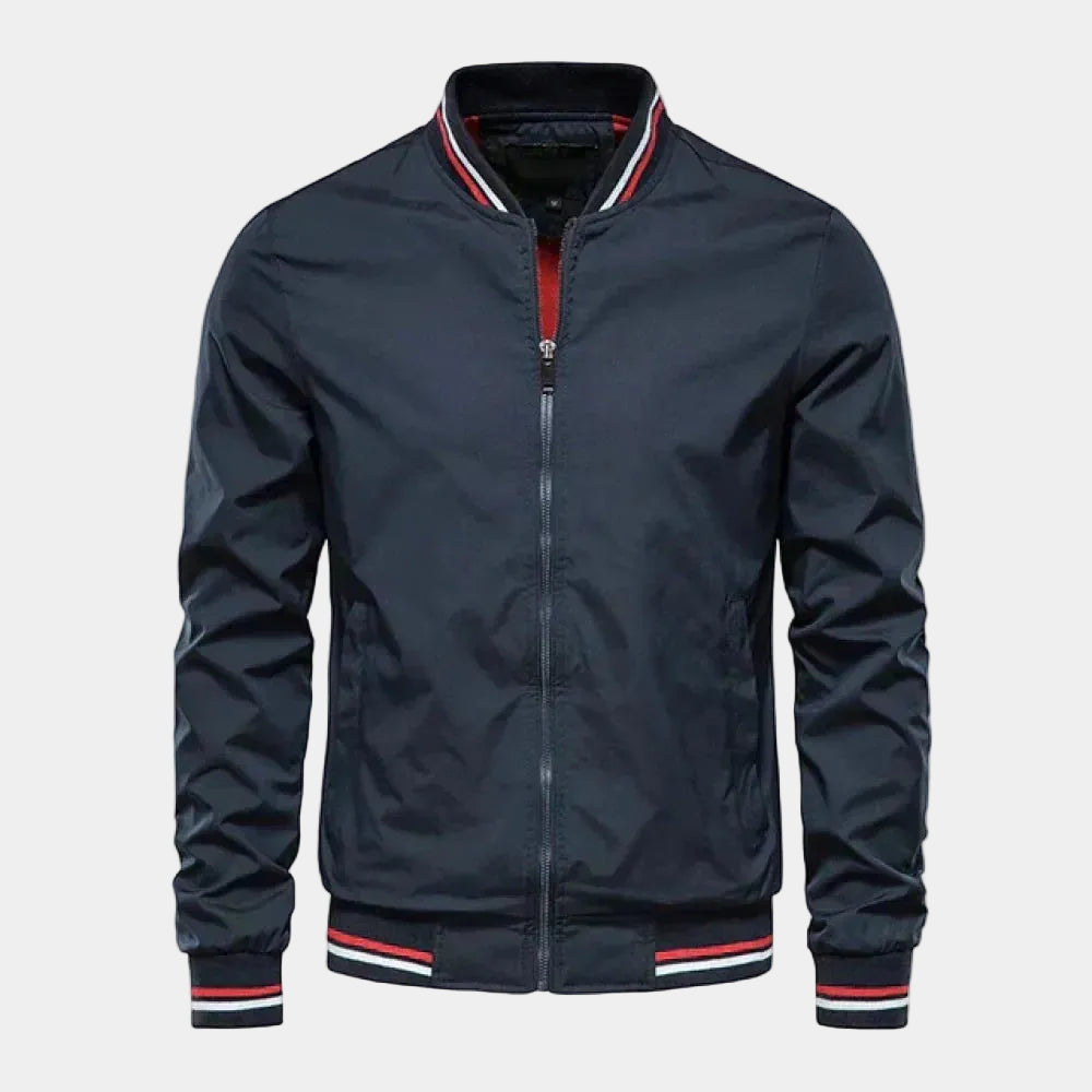 Men's Zip-Up Bomber Jacket with High Collar - Elena Harper