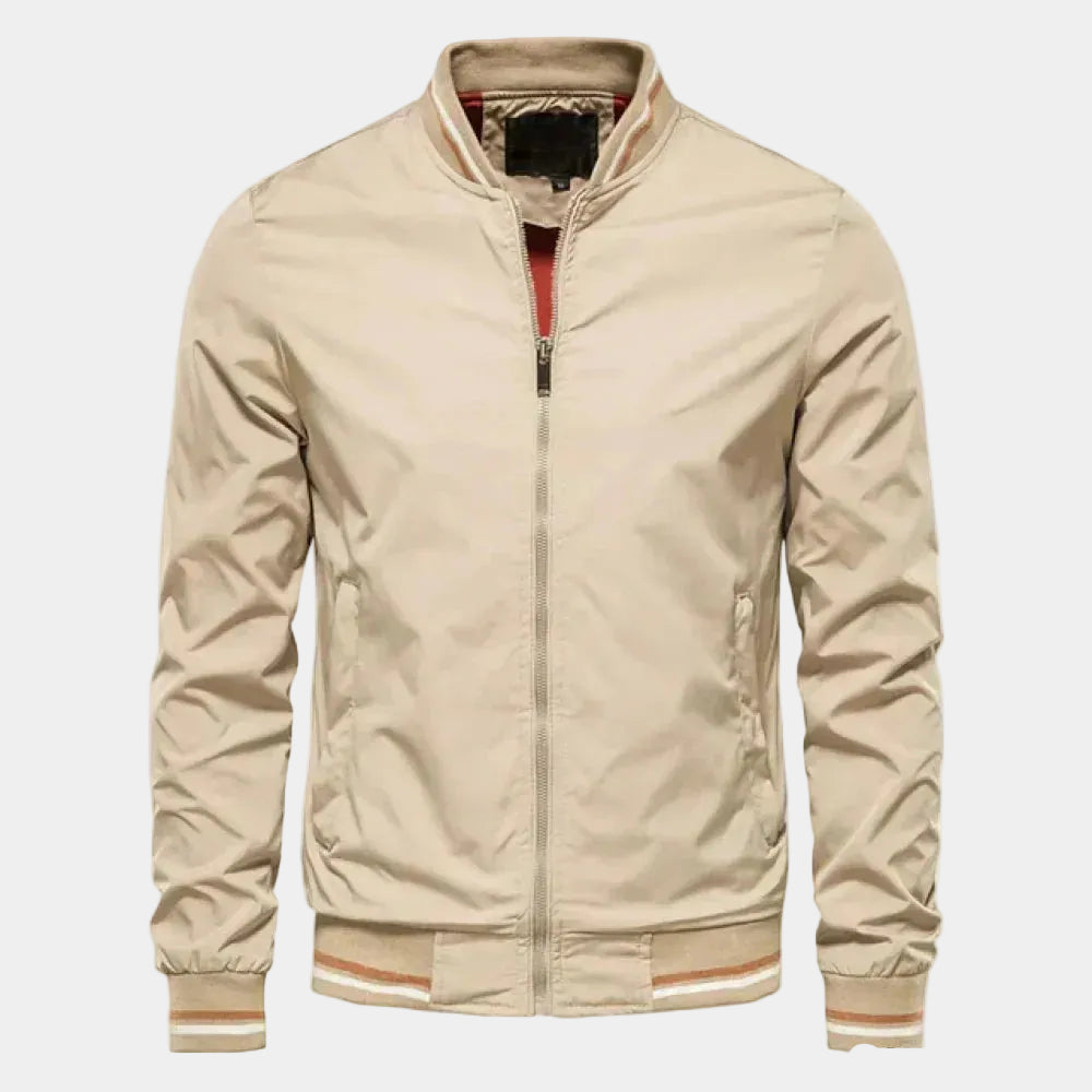 Men's Zip-Up Bomber Jacket with High Collar - Elena Harper