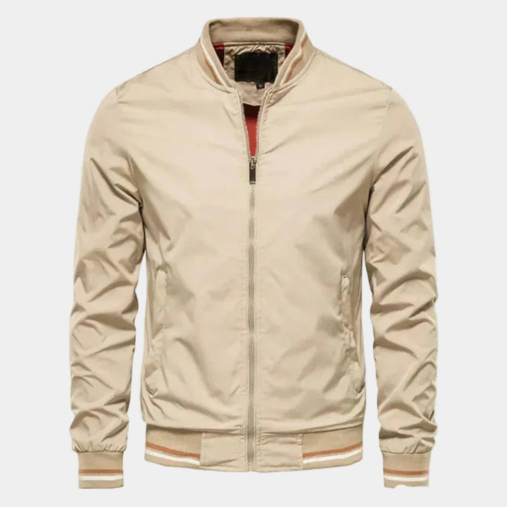 Men's Zip-Up Bomber Jacket with High Collar - Elena Harper
